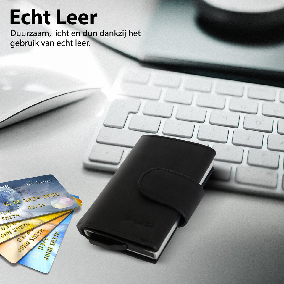 Jb-Luxo - Creditcardhouder Leer - Met Rits - Zwart
